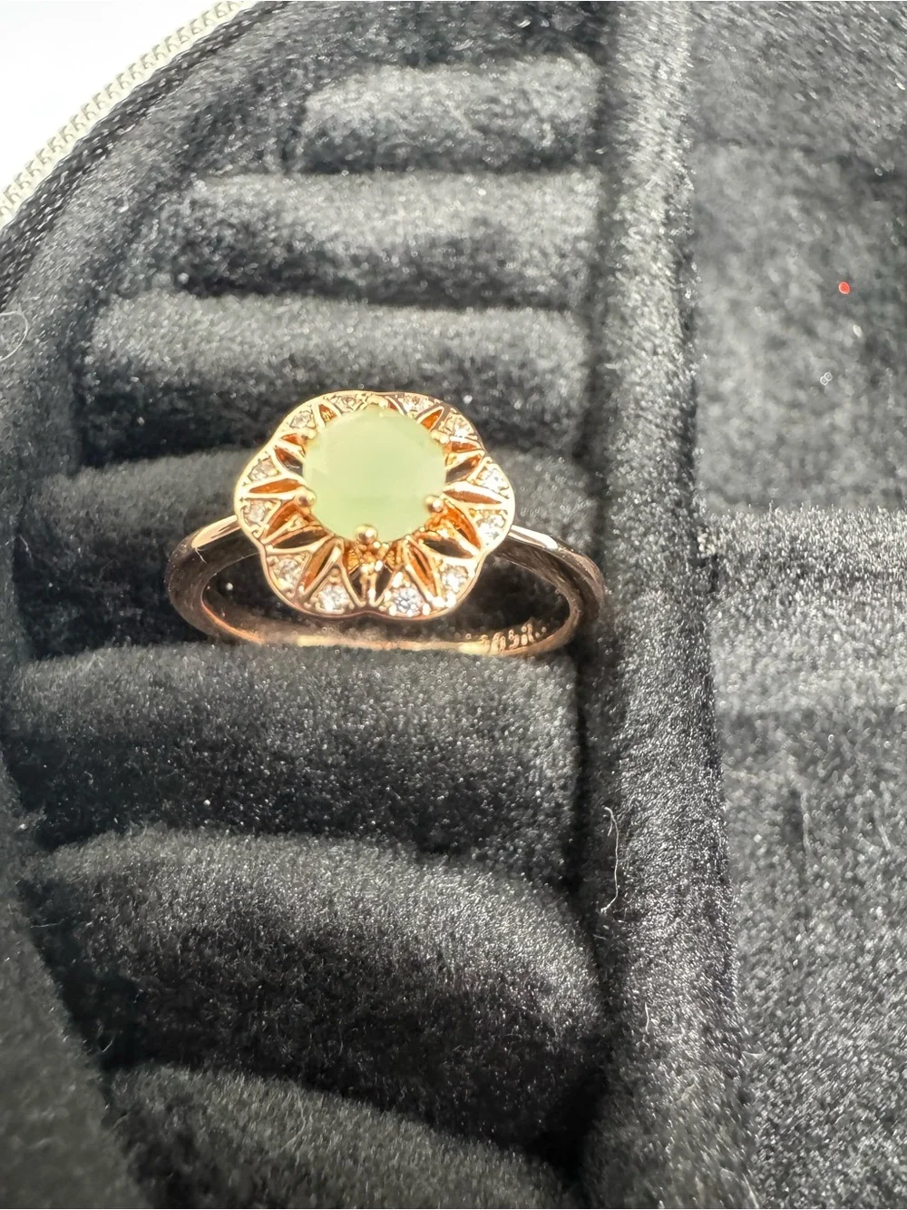 Vintage 14K 585 Rolled Gold Lab Created Mint Quartz Ring Size 8